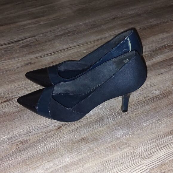 Fioni navy pointed toe pumps heels Sz 9 - Picture 3 of 10